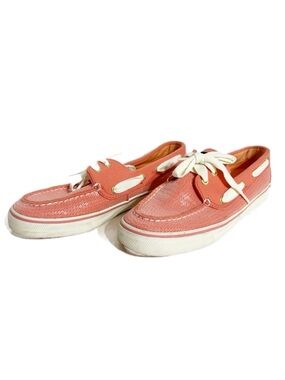 Sperry Top-Sider Bahama Coral Jersey Sequin 2-Eye Lacing Boat Shoes Pink Coral